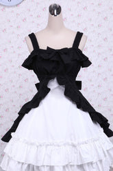 Black/White Cotton Multi-Layer Bowknot Cardigan Classic Lolita Dress